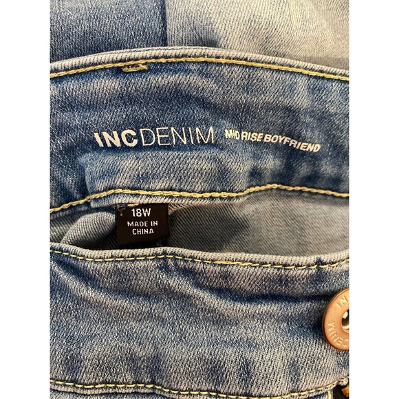 Inc denim Jeans Midrise Boyfriend Cropped Distressed w/ Tiger Print Plus 18 W - Picture 6 of 11